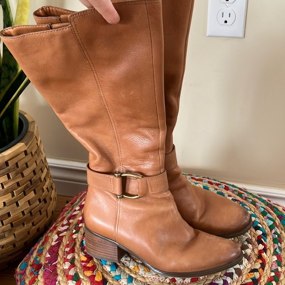 Naturalizer Shoes - Naturalizer Tan Cognac Leather Gold Buckle Boots